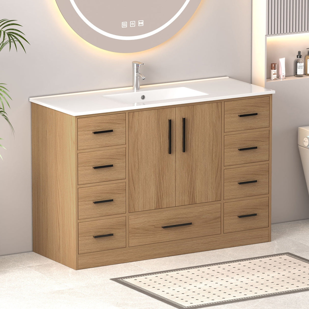 Bathroom Vanity With Abundant Storage 2 Soft Close Doors And 9 Drawers