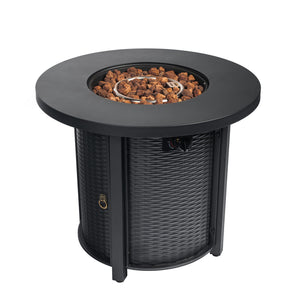 Propane Round 40000Btu Fire Pit Table - Black