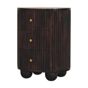 Solid Wood Curved Fluted 3-Drawer Drum Chest