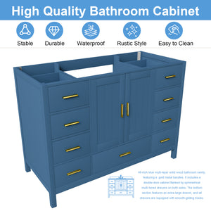 48" Bathroom Vanity Base Cabinet with 2 Soft-Close Double Doors & 9 Drawers