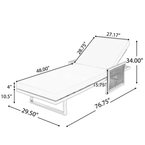 Modern White Iron Outdoor Chaise Lounger Set