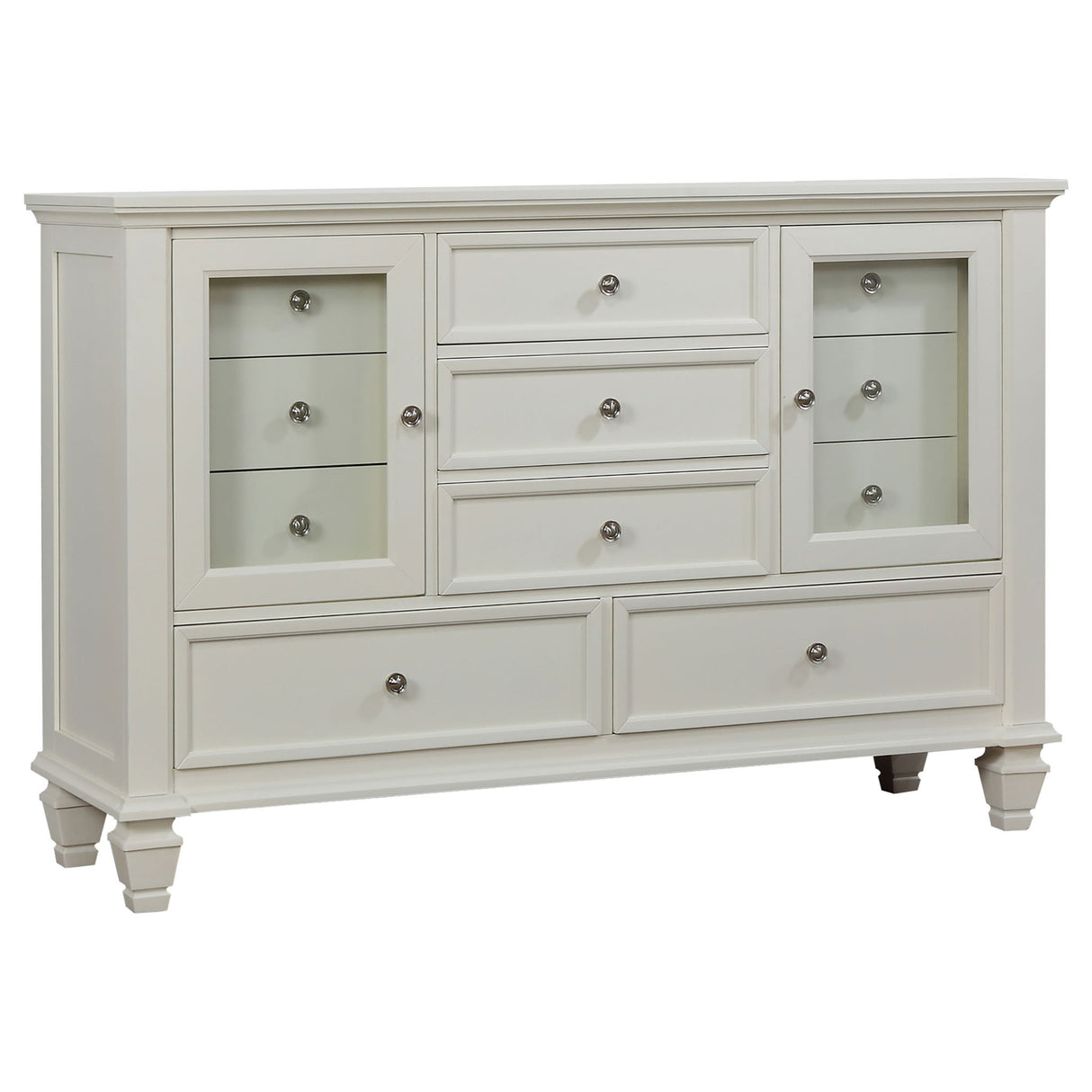 Cortina - 4 Piece Queen Bedroom Set With Ornate Panels And Storage - Cream White