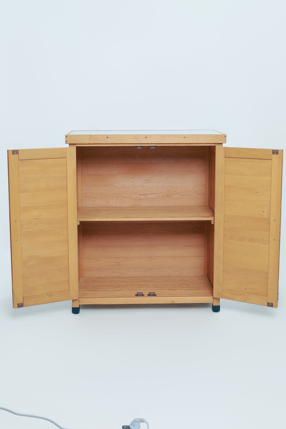 Potting Bench with Storage Cabinet and Metal Table Top for Outdoor Patio