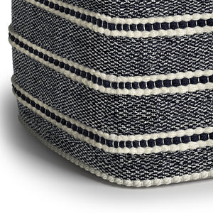 Corrie - Square Outdoor / Indoor Pouf - Navy / White
