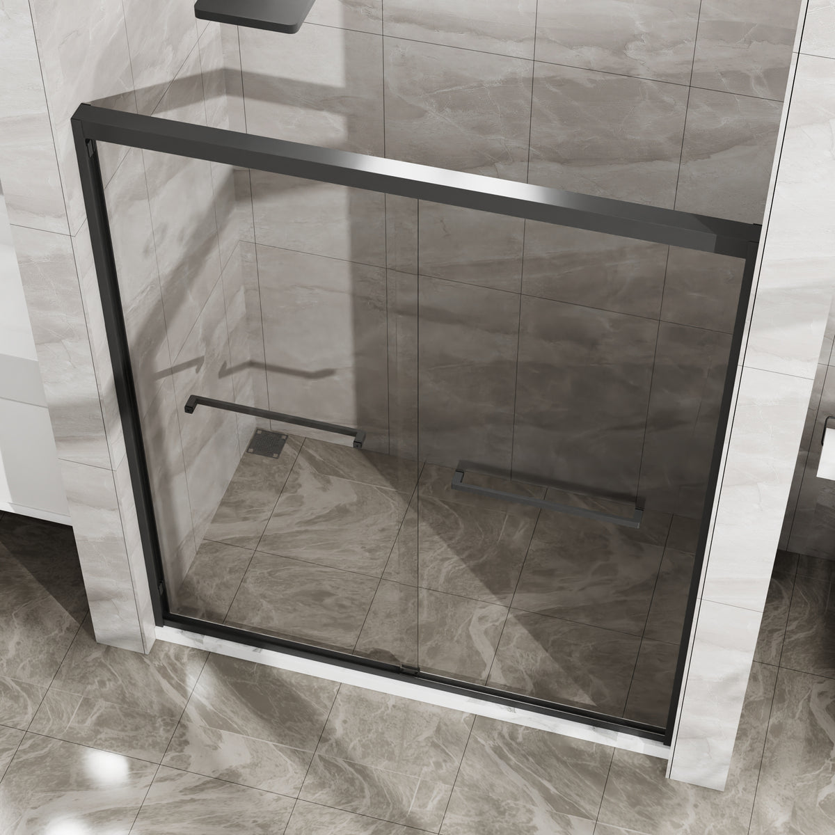 Goodyo Double Sliding Glass Shower Door 60 in. W x 72 in. H