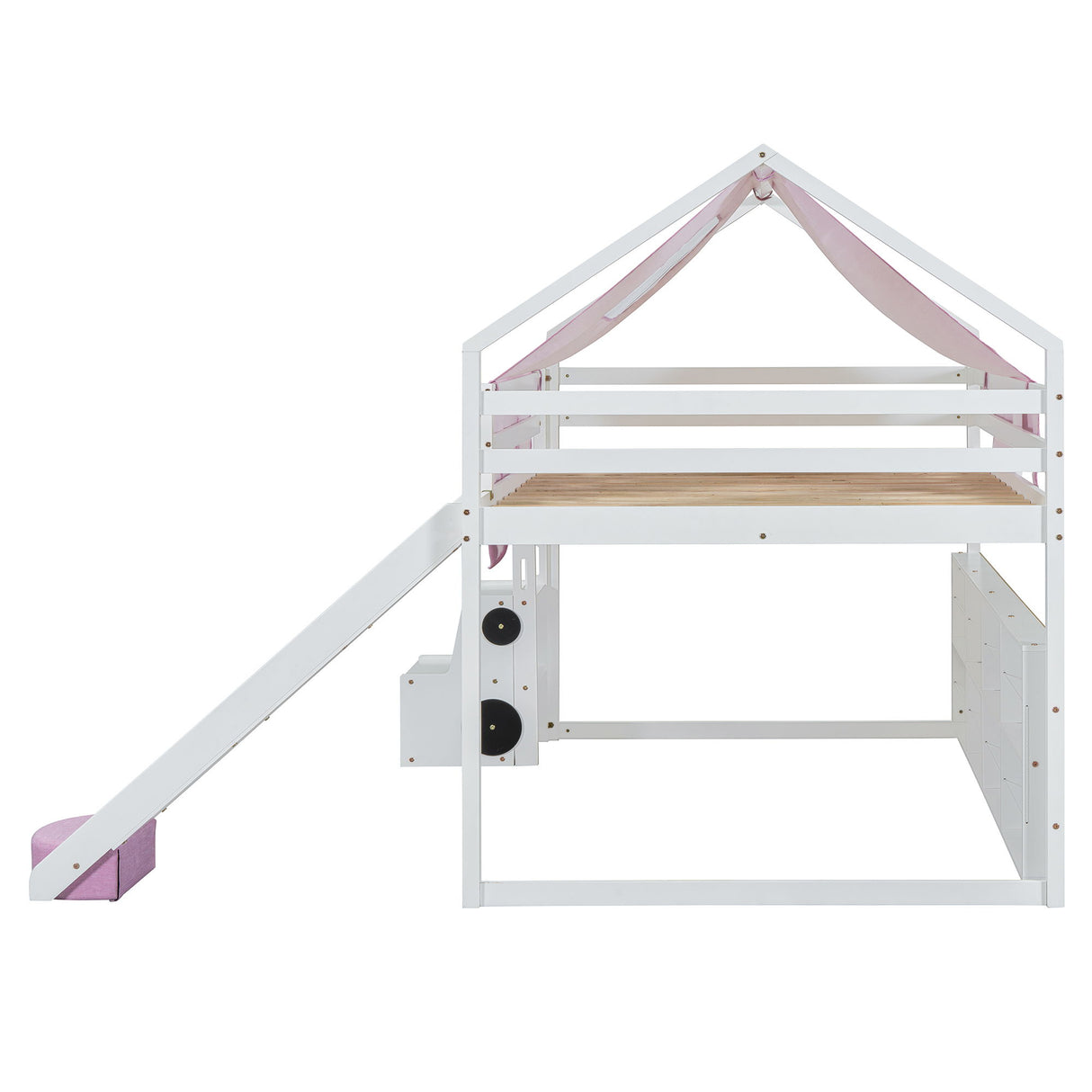 Loft Bed With House Shaped Frame And Tent