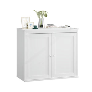 Kitchen Storage Cabinet With Double Doors, Adjustable Shelves, Sideboard Buffet For Dining Room - White