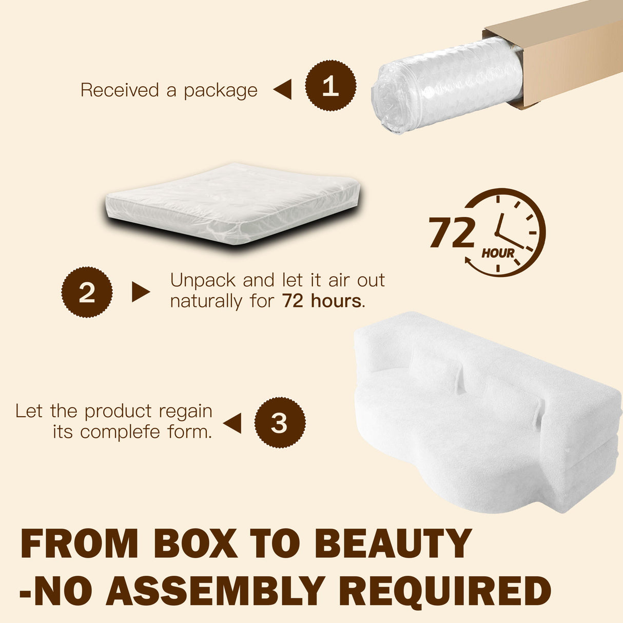 Modern Floor Sofa With 2 Pillows, Twin Size For Living Room