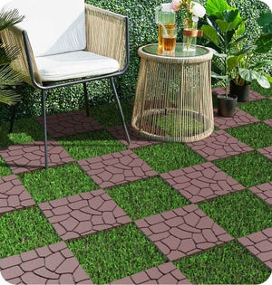 New Stone Texture 12" Patio Deck Tiles, 44pcs