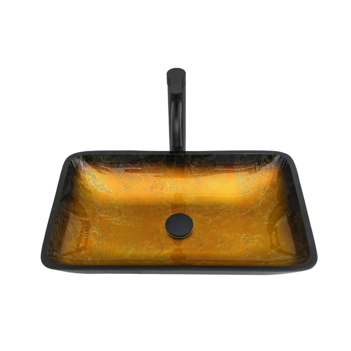 Gradient Tempered Glass Vessel Sink With Pop-Up Drain
