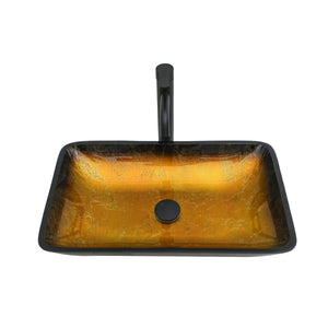 Gradient Tempered Glass Vessel Sink With Pop-Up Drain