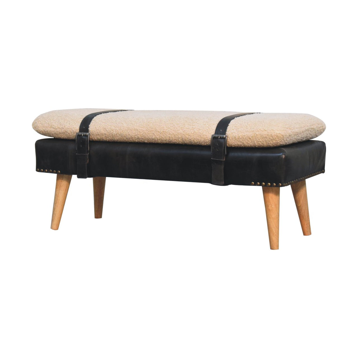 Bouclé Buffalo Hide Bench