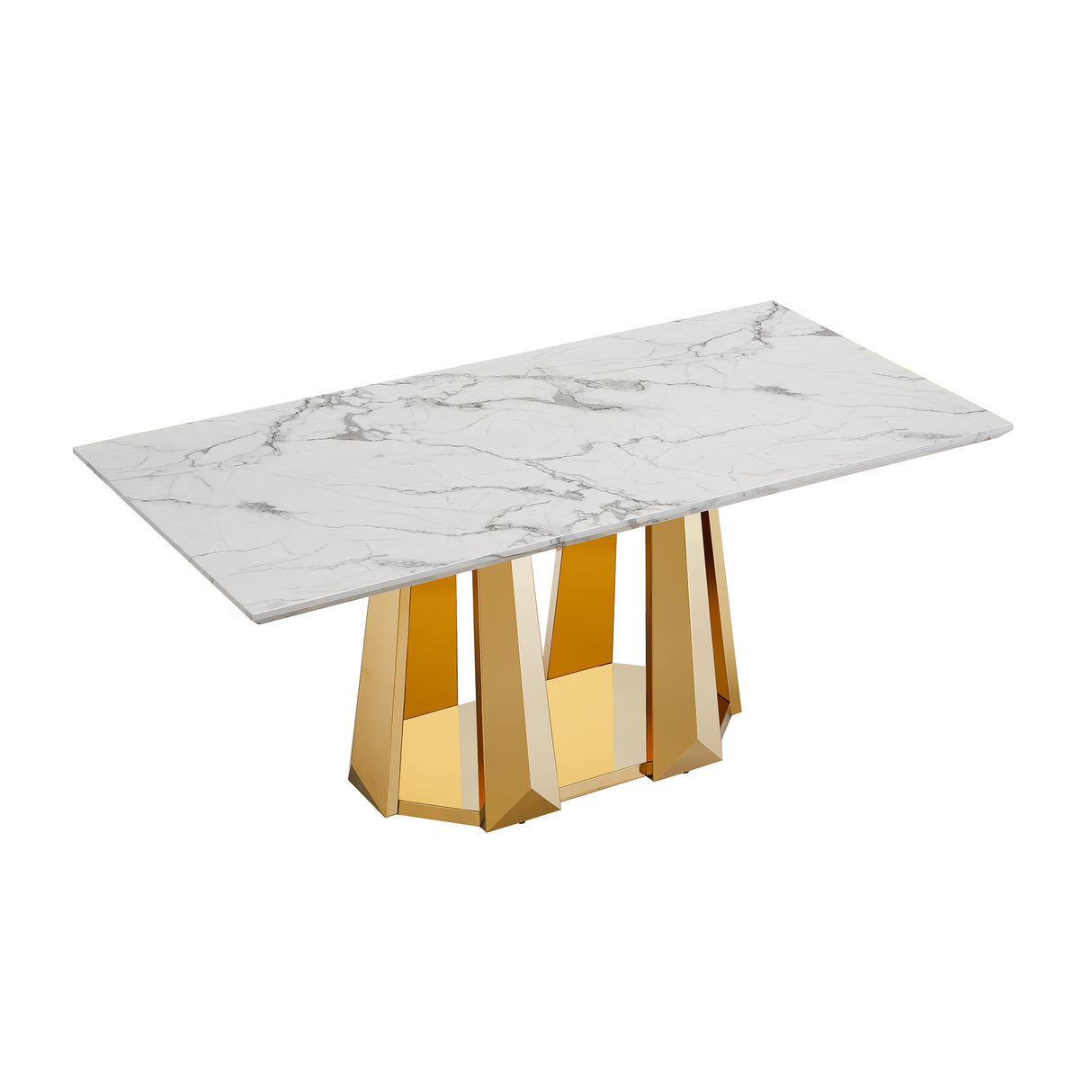 70'' Faux Marble Dining Table for 6 People