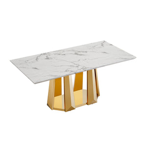 70'' Faux Marble Dining Table for 6 People