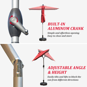 Rectangle Patio Umbrella with Crank Lift and Tilt Function, Brick