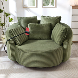 Swivel Accent Barrel Chair With Adjustable Phone Holder