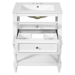 Bathroom Vanity With Sink, 2 Drawers Storage Cabinet, Open Shelf