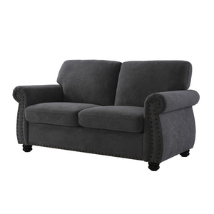 Soft Loveseat, Upholstered 2 Seater Couch, Loose Back Cushions And Turned Legs