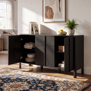 Black Sideboard, 59.06'' Storage Credenza