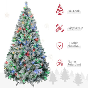 HOMCOM 7.5ft Tall Prelit Artificial Christmas Tree