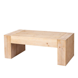 49" Rustic Wood Coffee Table with Whitewashed Finish - Engineered Wood