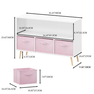 Bookcase With Collapsible Drawers, Book Display Organizer