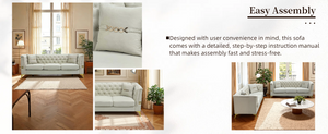 Modern Tufted Velvet Sofa with Gold Accents, 3-Seater