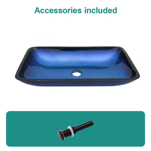 Gradient Tempered Glass Vessel Sink With Pop-Up Drain