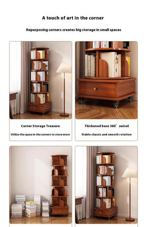 Upgraded Rotating Bookshelf - 360 Display Corner Bookcase