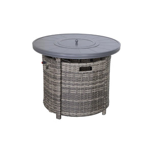 Wicker Outdoor Lounge Set With Cushions And Fire Pit