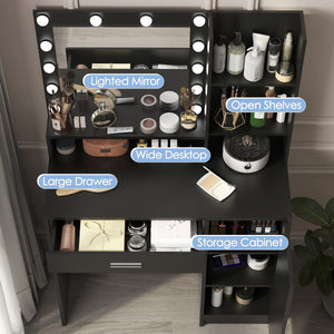 Vanity Desk with Mirror & Light