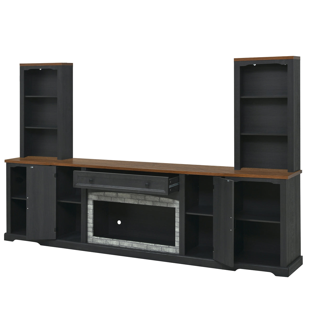3-Piece TV Stand Set with Curved Side Cabinets for TVs Up to 70"