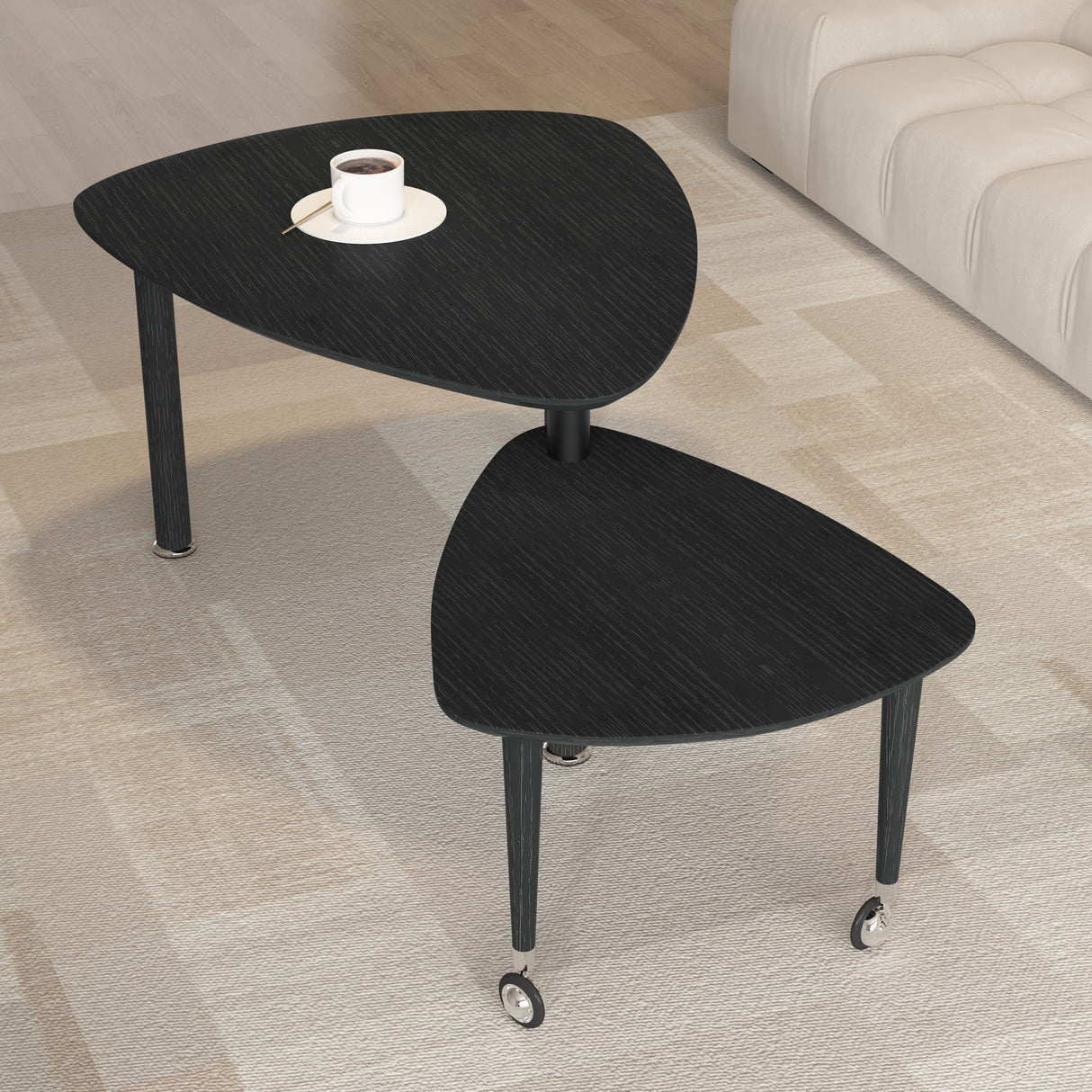 360 Degree Rotatable Coffee Table With Solid Legs