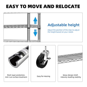 Heavy Duty Rolling Garment Rack with 3 Tiers