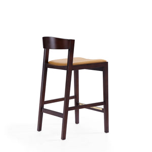 Klismos Wood Upholstered Counter Stool in Camel
