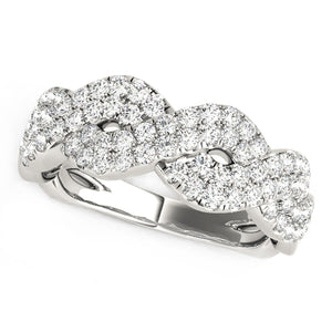 Diamond Studded Interlocking Waves Ring in 14k White Gold (5/8 cttw)