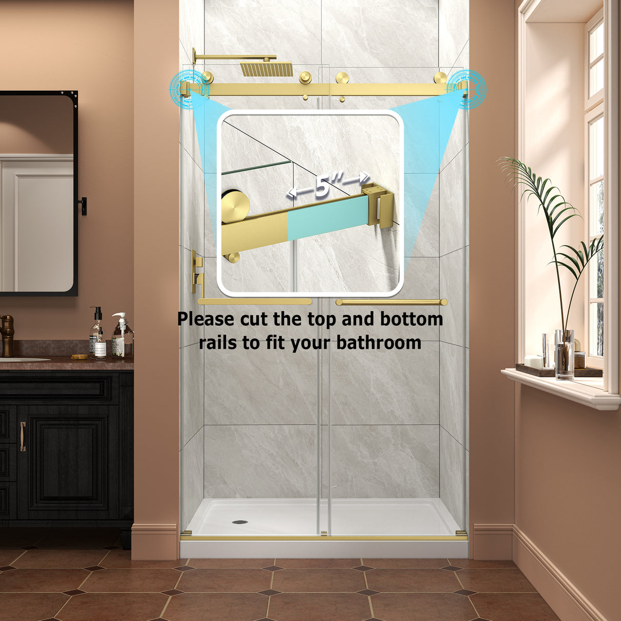 43"-48" W x 76" H Brushed Frameless Shower Door