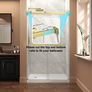 43"-48" W x 76" H Brushed Frameless Shower Door