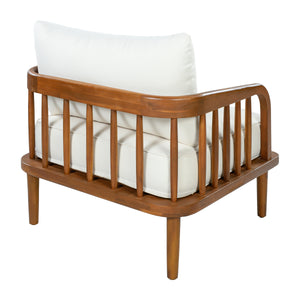 Acacia Wood Outdoor Patio Chair with Vertical Slatted Arms
