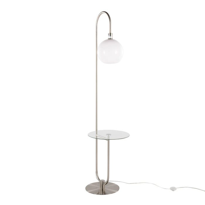Contemporary Floor Lamp with Tempered Glass Table - Gray
