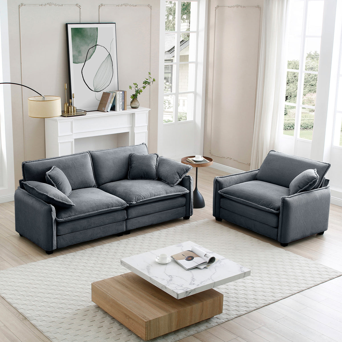 Modern Living Room Sofa Two Pieces Set