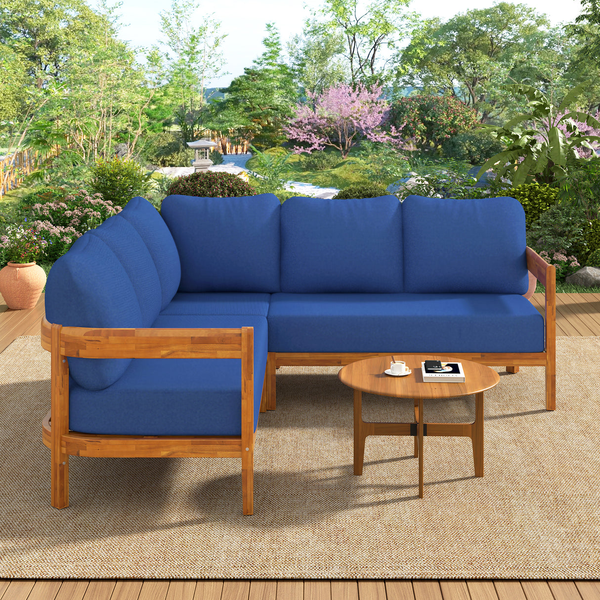 U_Style Acacia Solid Wood Patio Furniture Set