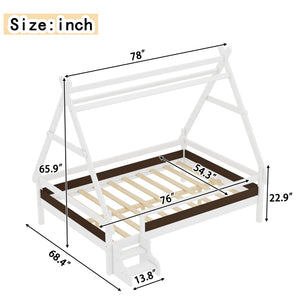 Full House Platform Bed with Stairs