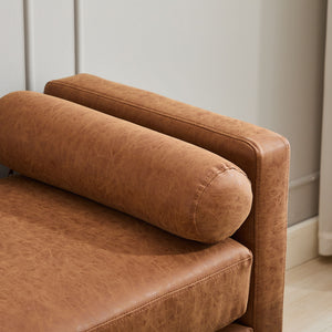 Elegant Upholstered Bench Daybed Ottoman With Bolster Pillows