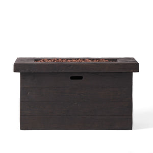 Custer - Rectangular Fire Pit 50, 000 Btu Magnesium Oxide - Brown