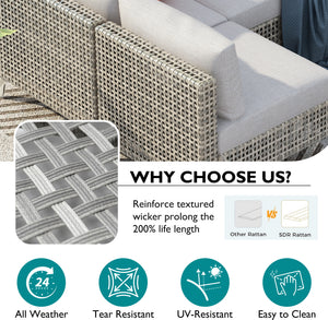 K&K 7-Piece Wicker Patio Furniture Set