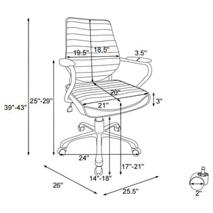 Height Adjustable Swivel Office Chair With Padded Seat And Armrests - Black