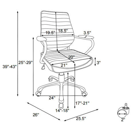 Height Adjustable Swivel Office Chair With Padded Seat And Armrests - Black
