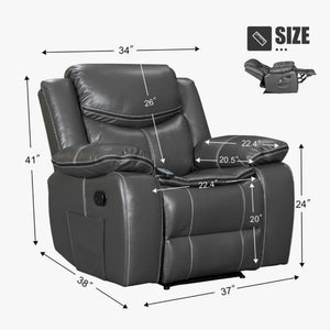 Recliner Chair With Vibration And Heating - Gray