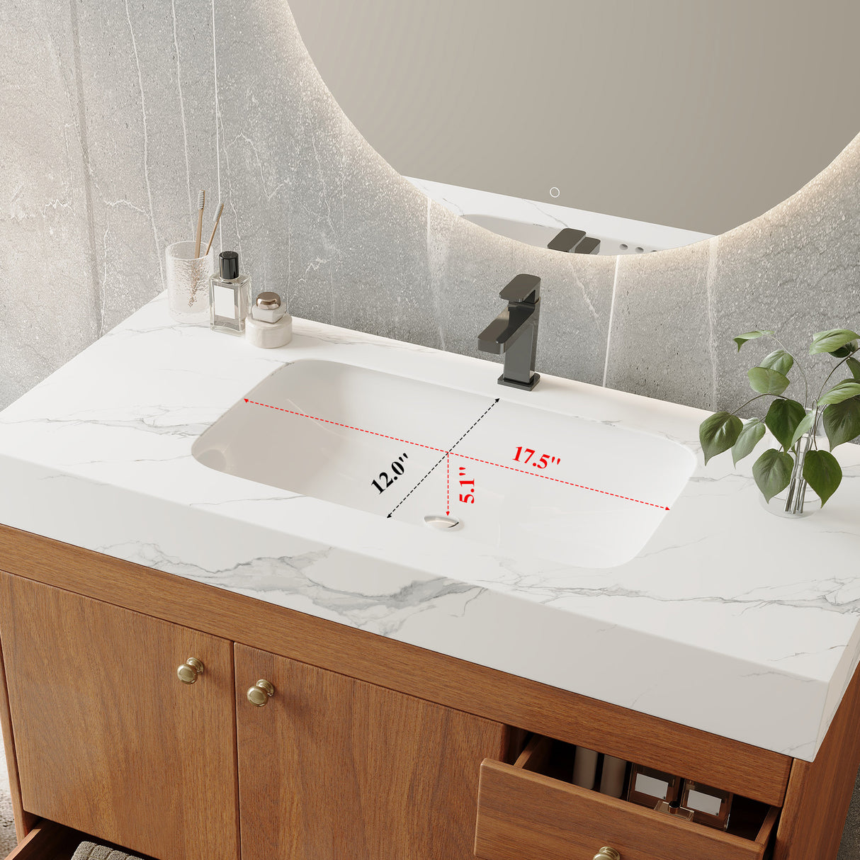 36" Freestanding Bathroom Vanity with Faux Marble Top